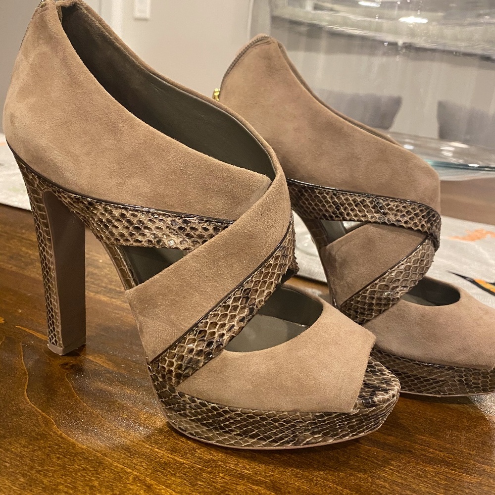 Tory Burch Snakeskin Peep Toe Bootie/Heel